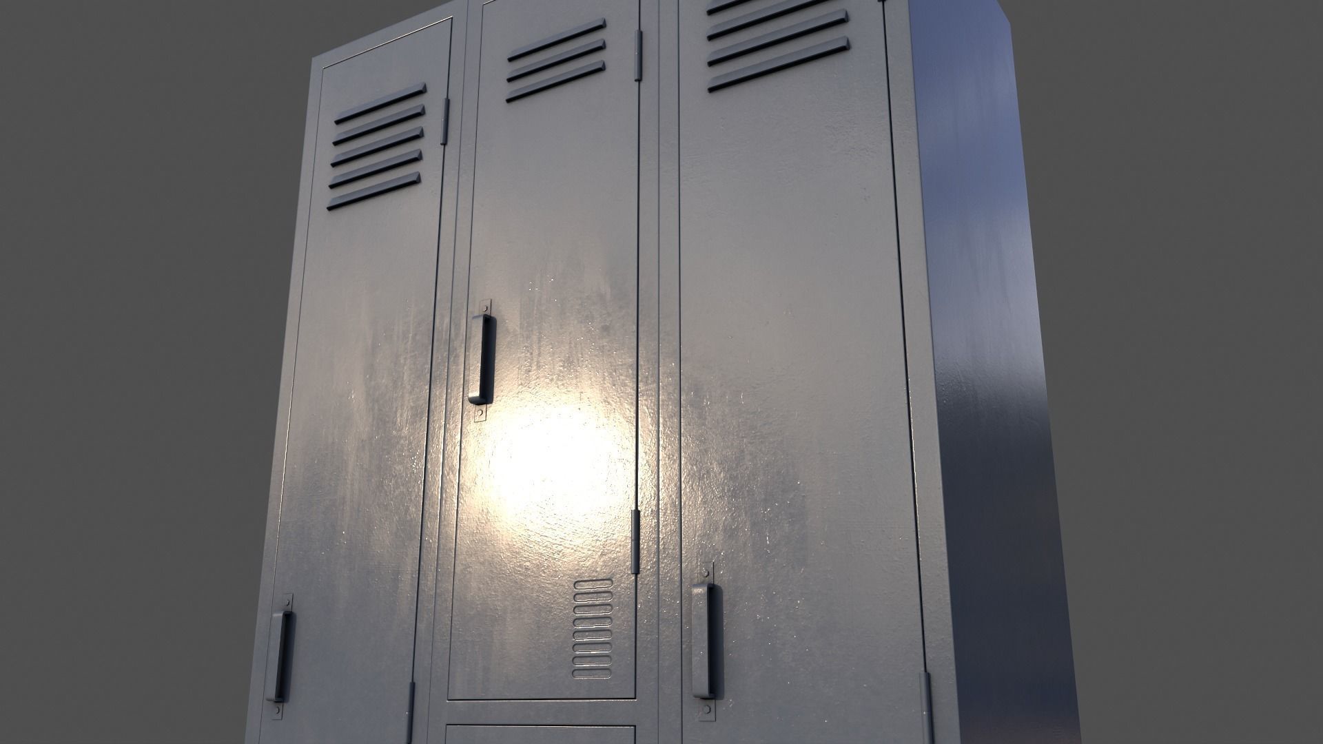 PBR School Gym Locker 04 - Grey Low-poly 3D model_18