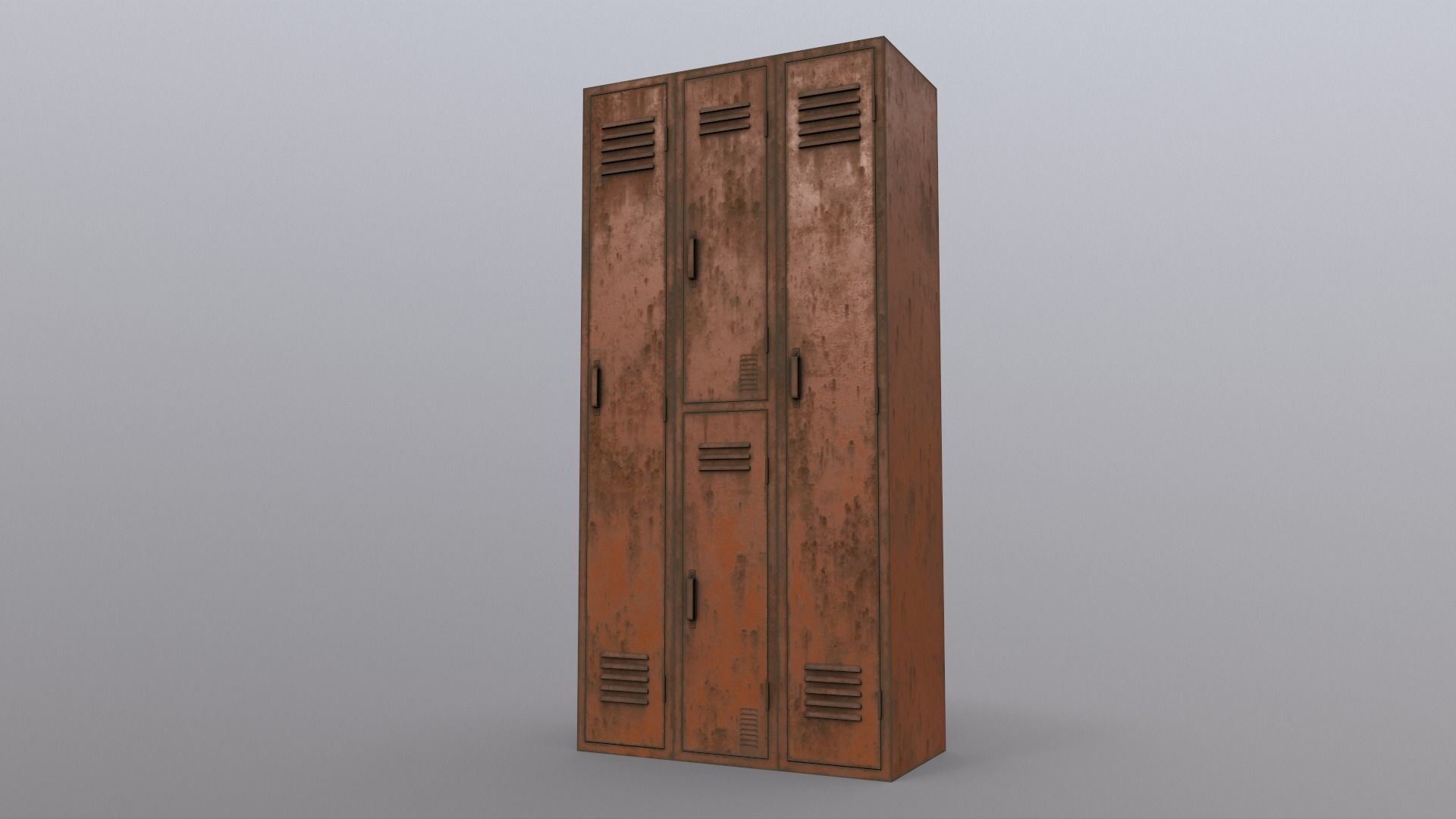 PBR School Gym Locker 04 - Orange Low-poly 3D model_17
