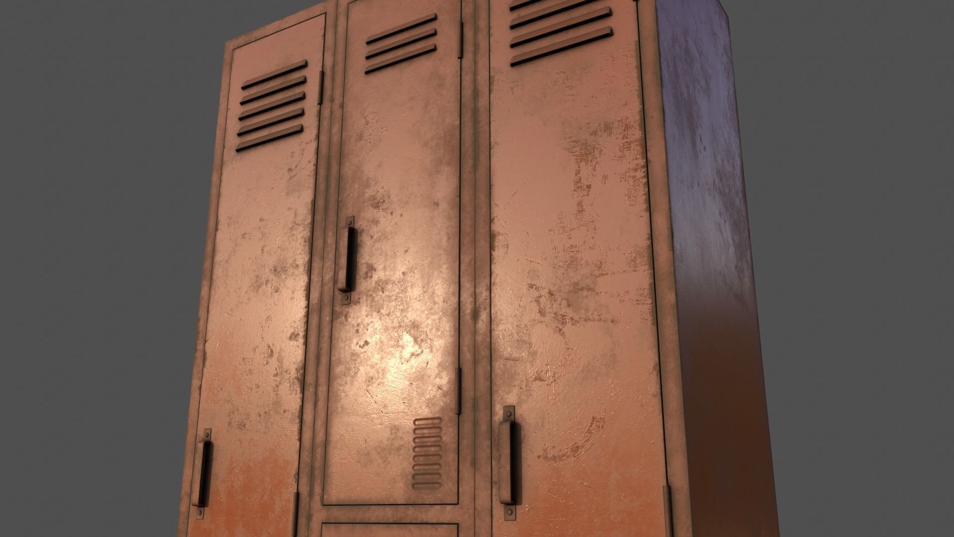 PBR School Gym Locker 04 - Orange Low-poly 3D model_19