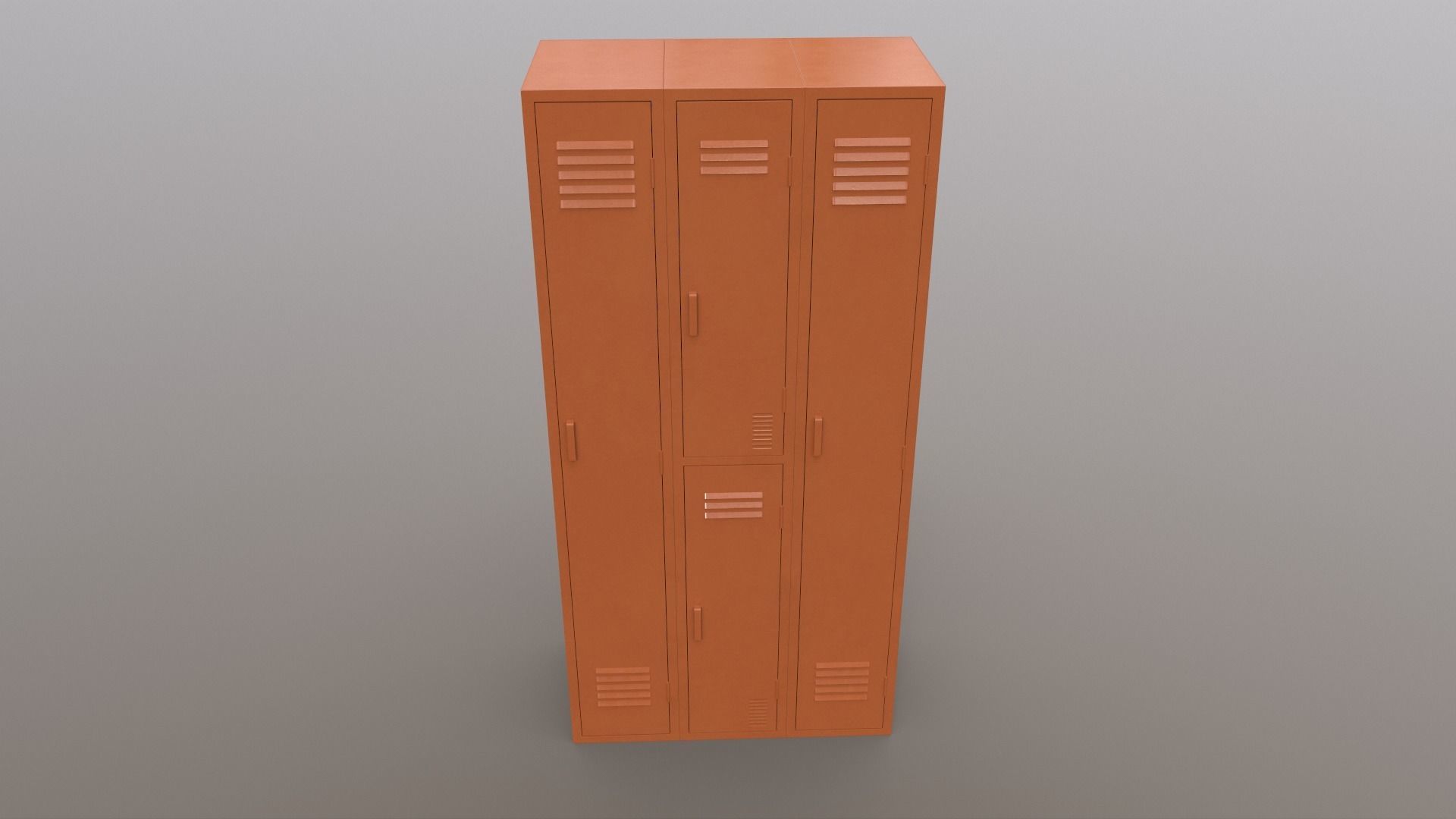 PBR School Gym Locker 04 - Orange Low-poly 3D model_2