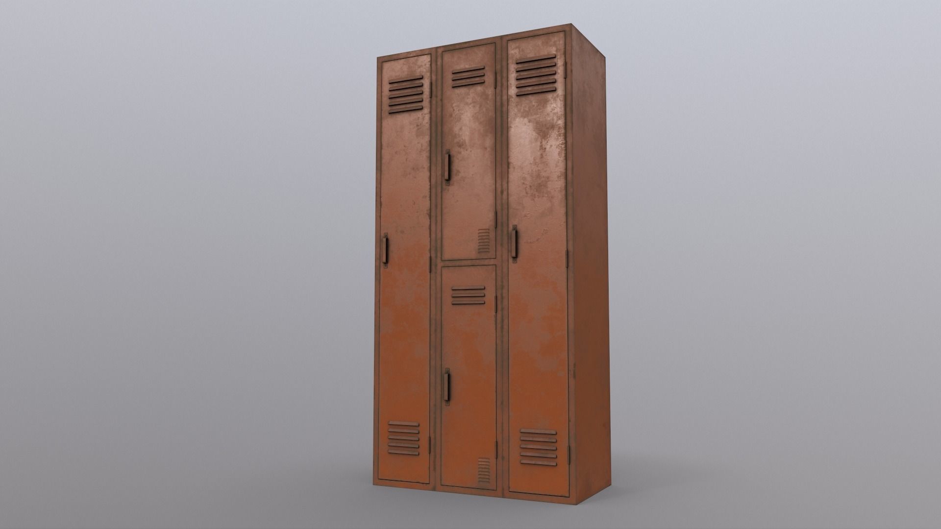PBR School Gym Locker 04 - Orange Low-poly 3D model_16
