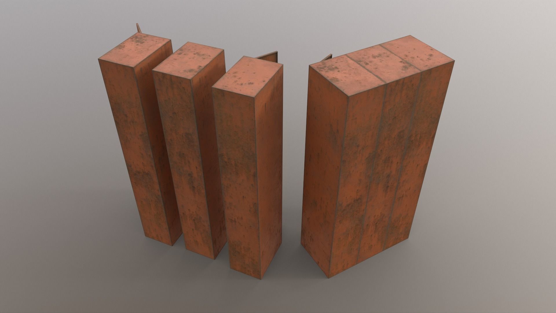 PBR School Gym Locker 04 - Orange Low-poly 3D model_11