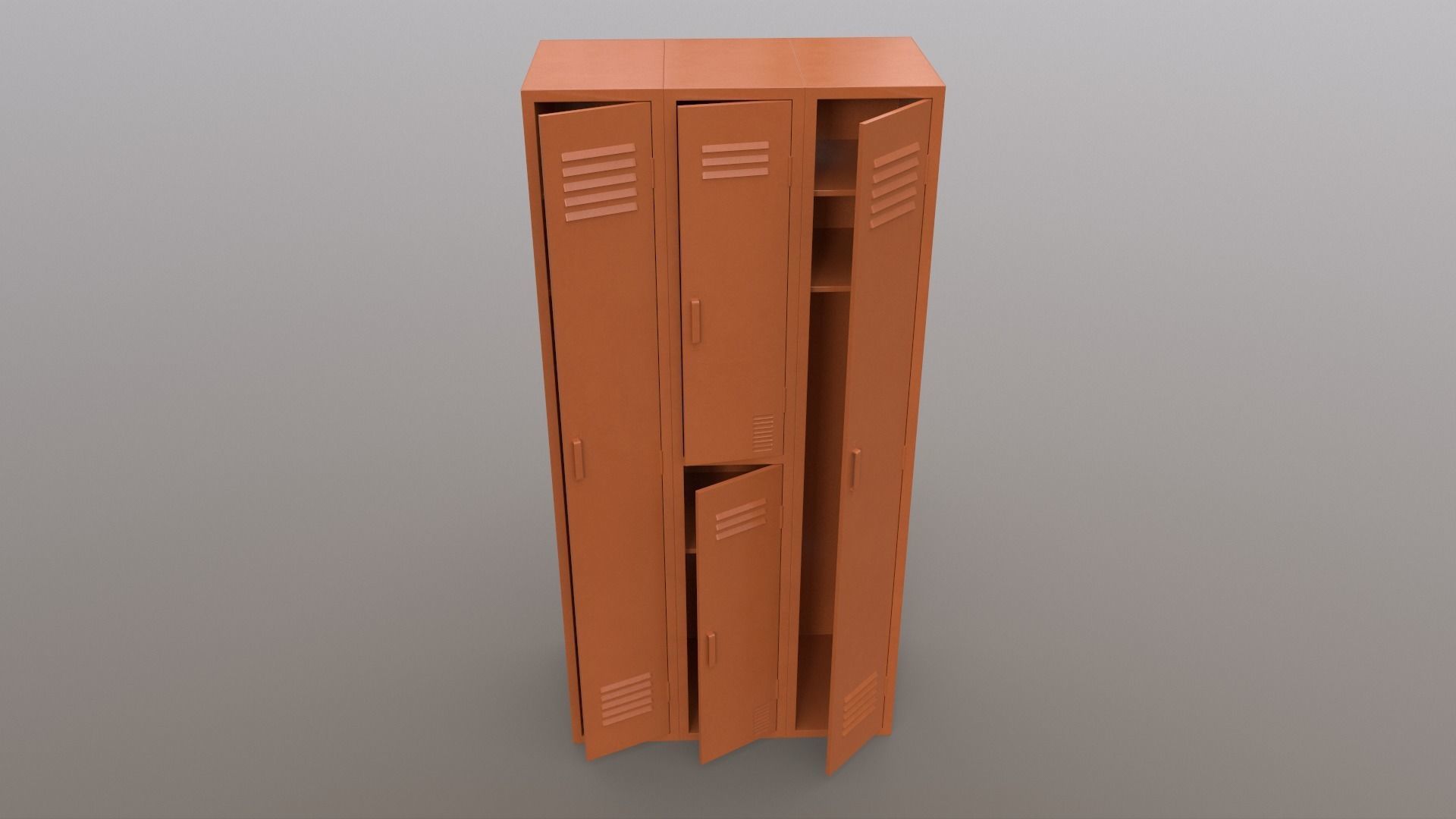 PBR School Gym Locker 04 - Orange Low-poly 3D model_3