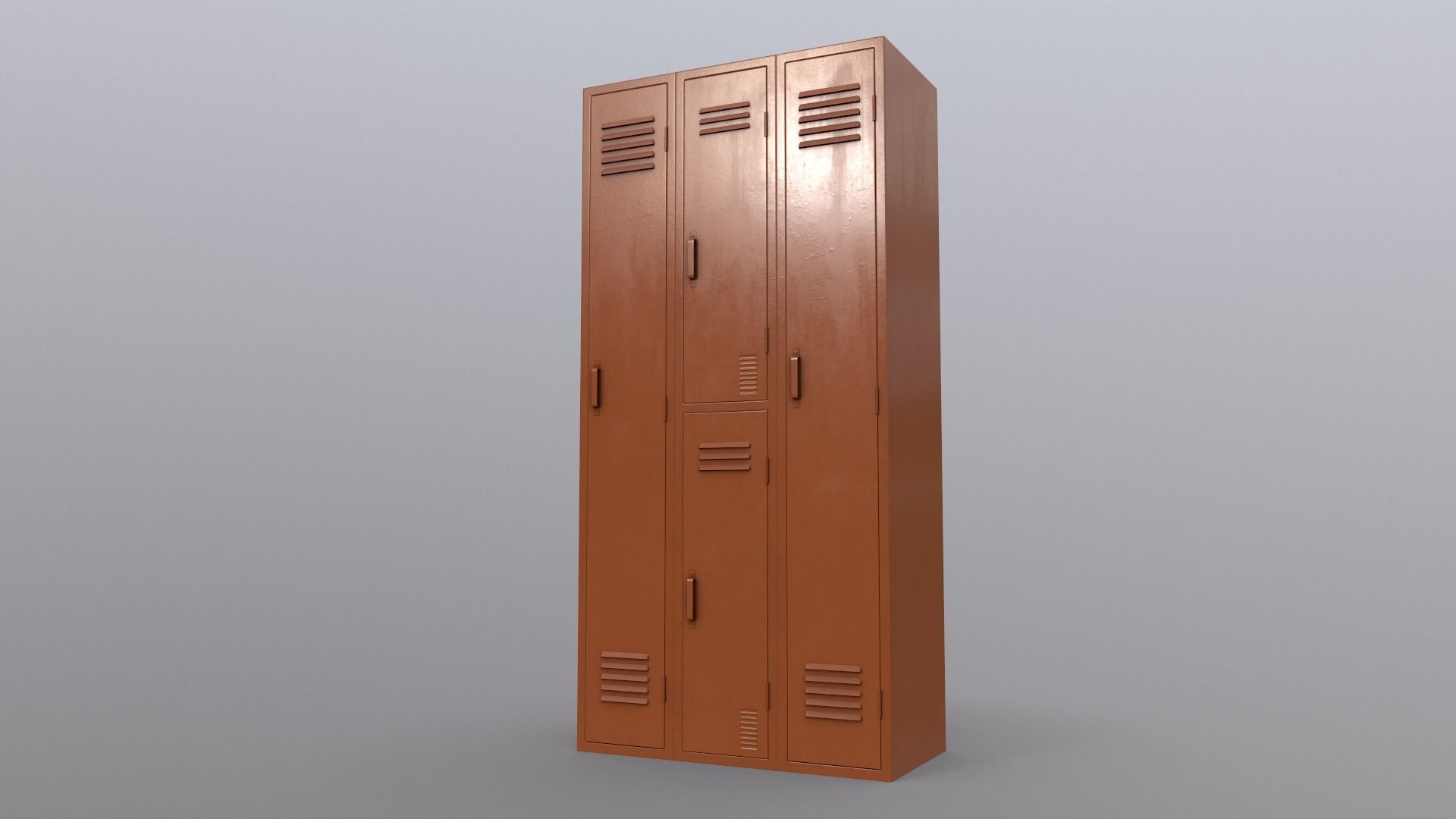 PBR School Gym Locker 04 - Orange Low-poly 3D model_15