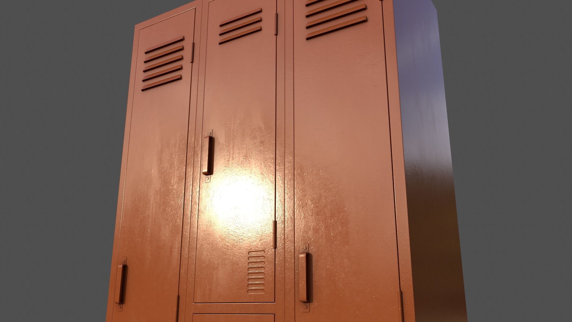 PBR School Gym Locker 04 - Orange Low-poly 3D model_18