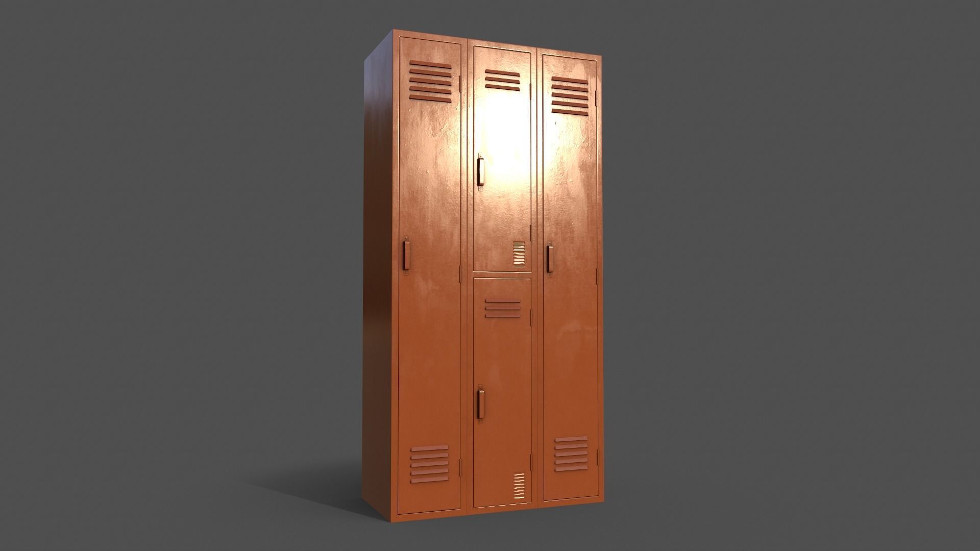 PBR School Gym Locker 04 - Orange Low-poly 3D model_12
