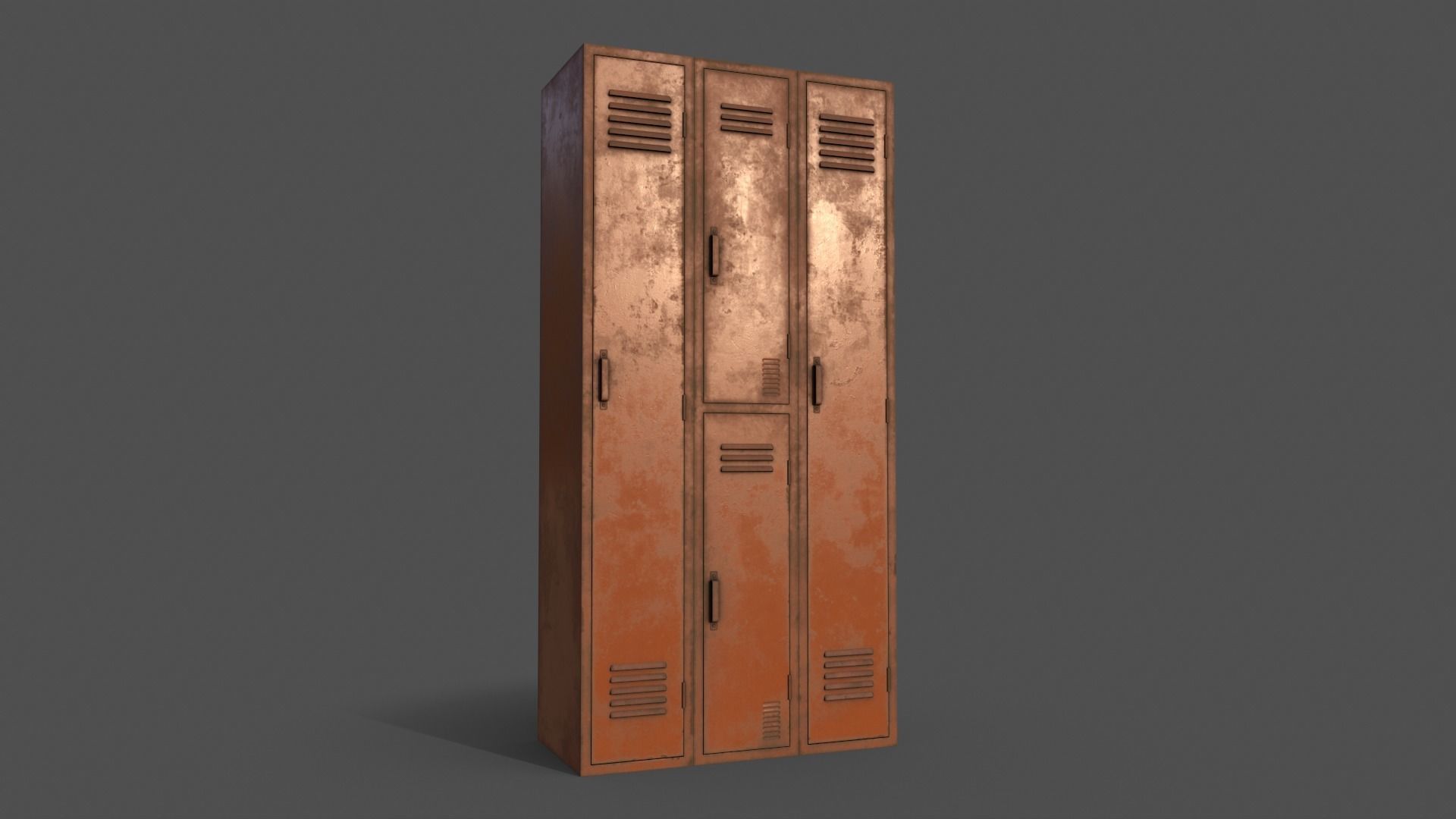 PBR School Gym Locker 04 - Orange Low-poly 3D model_13