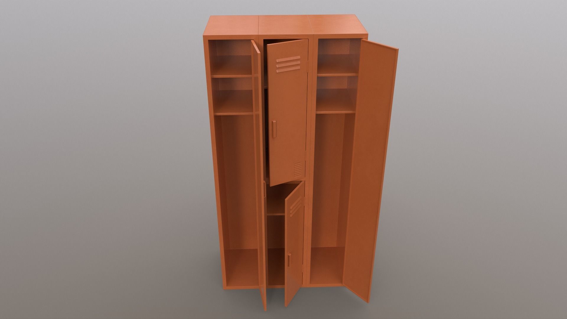 PBR School Gym Locker 04 - Orange Low-poly 3D model_4