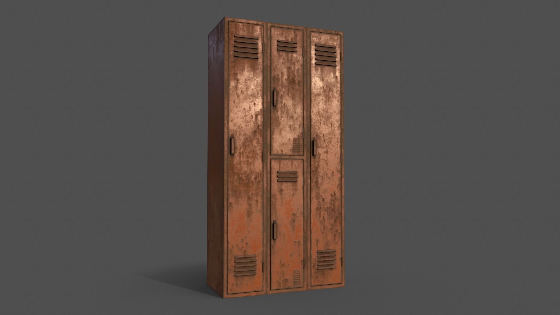 PBR School Gym Locker 04 - Orange Low-poly 3D model_14