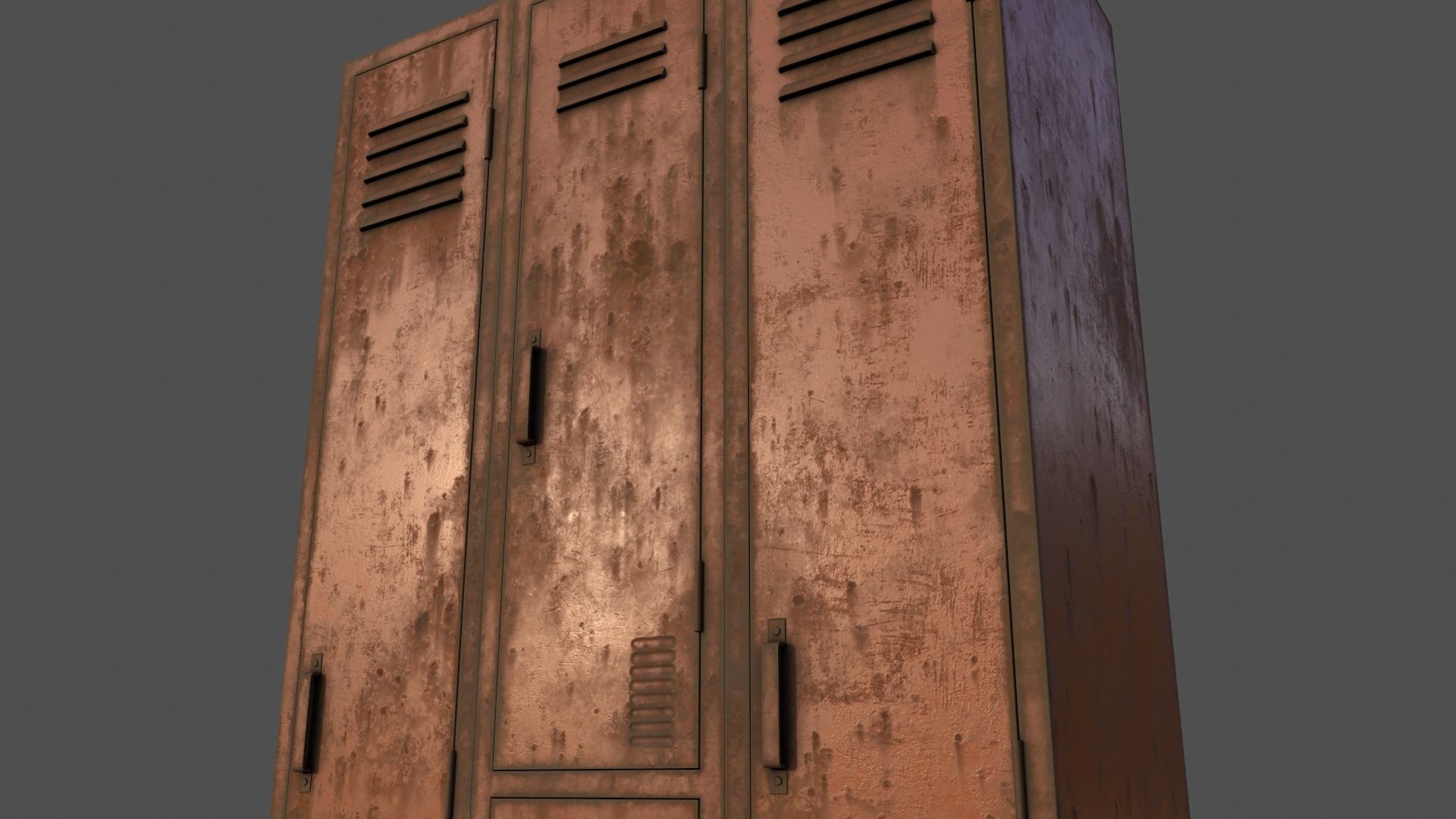 PBR School Gym Locker 04 - Orange Low-poly 3D model_20