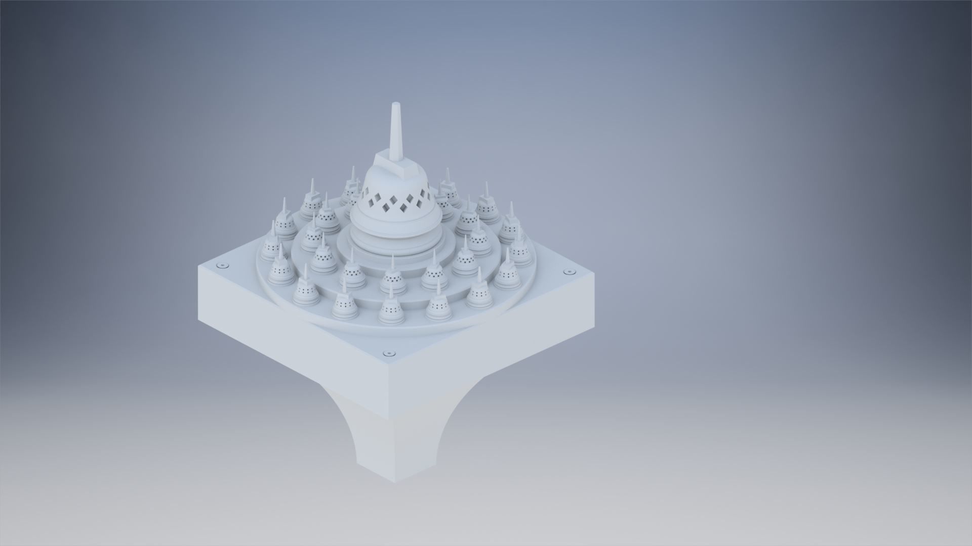 Borobudur Tample Light Miniature 3D print model_7