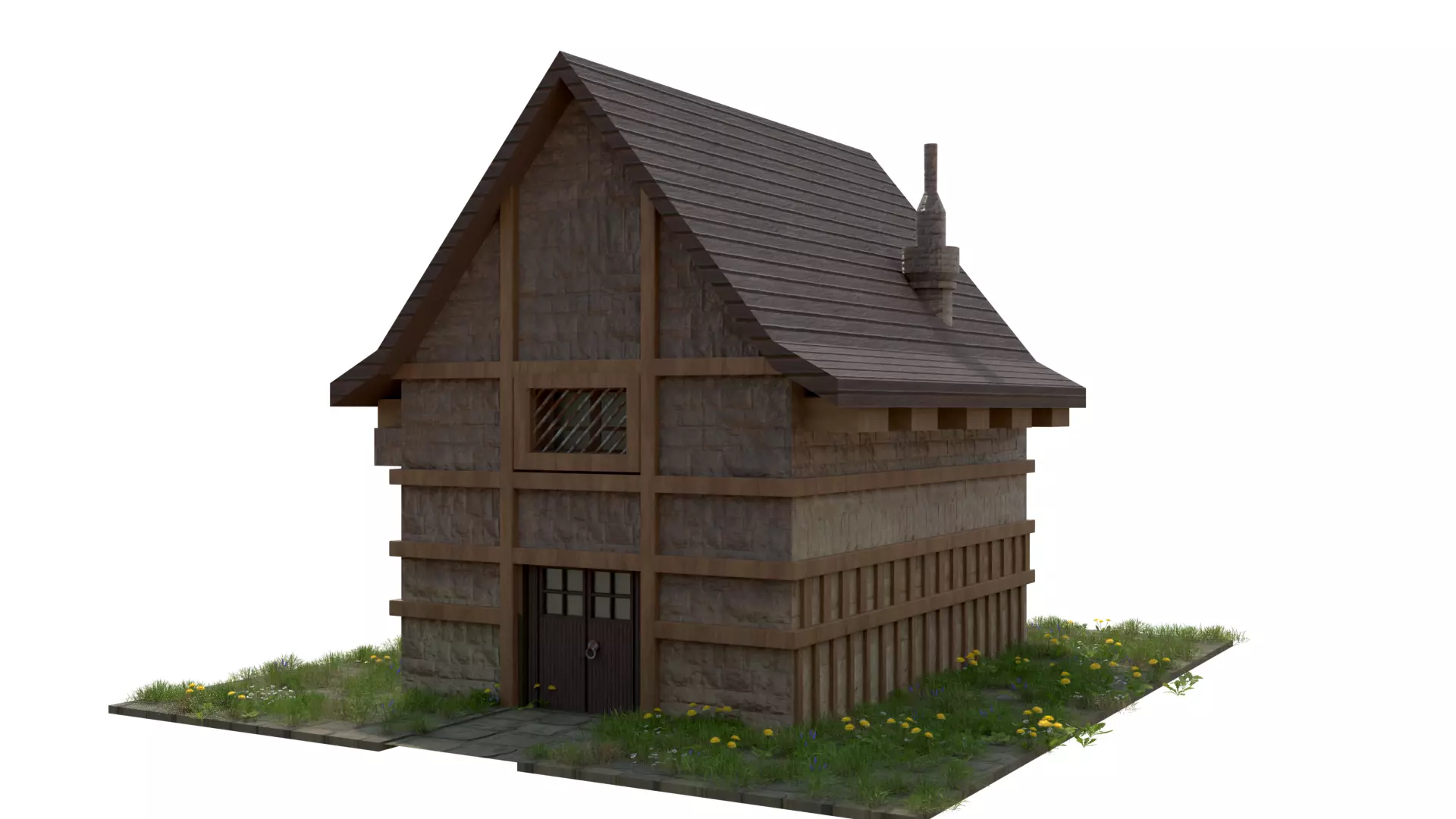 low poly house model Free low-poly 3D model_0