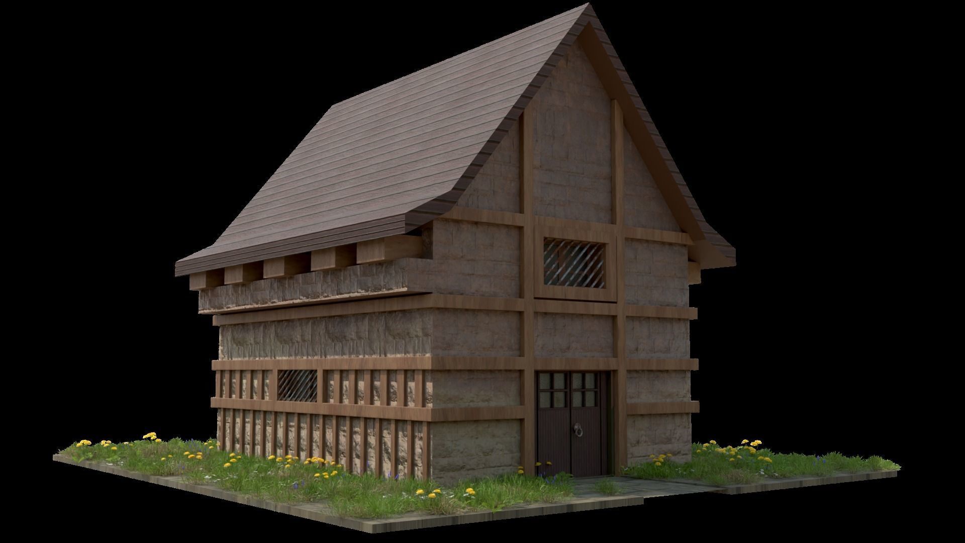 low poly house model Free low-poly 3D model_1