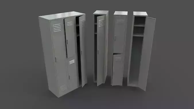 PBR School Gym Locker 04 - Pale Green Low-poly 3D model