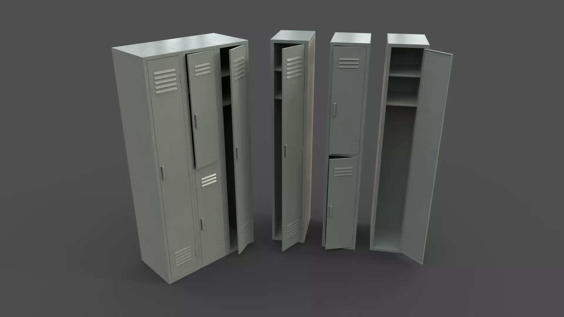 PBR School Gym Locker 04 - Pale Green Low-poly 3D model_0