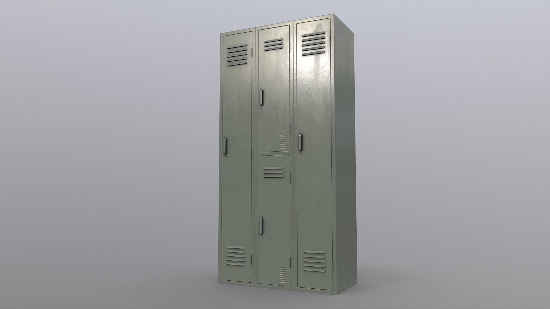 PBR School Gym Locker 04 - Pale Green Low-poly 3D model_15