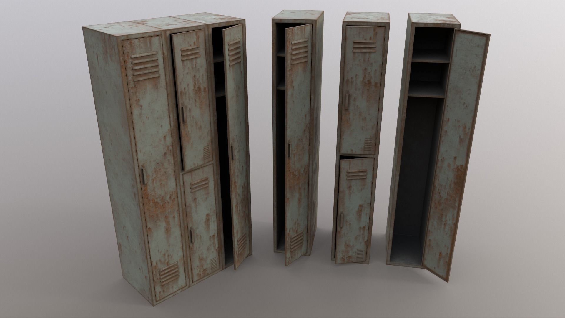 PBR School Gym Locker 04 - Pale Green Low-poly 3D model_10