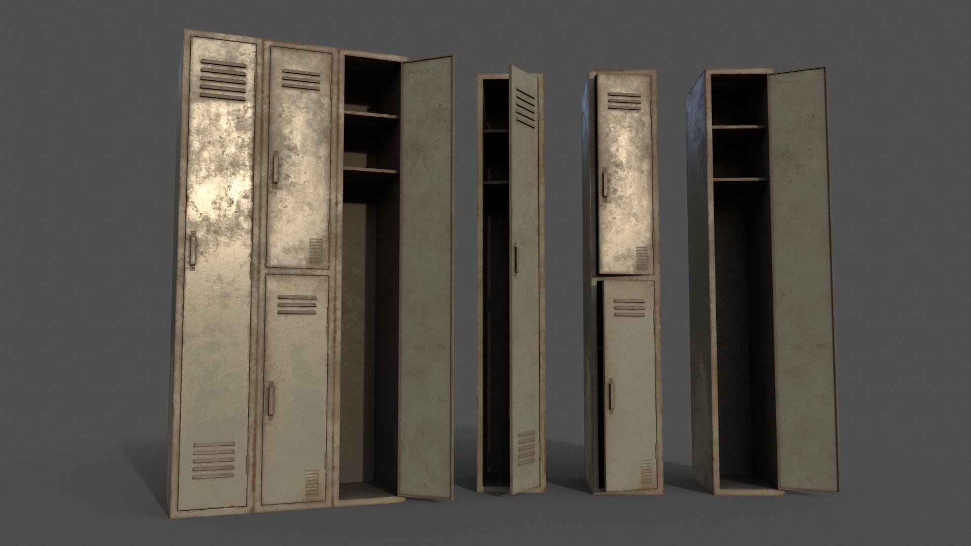 PBR School Gym Locker 04 - Pale Green Low-poly 3D model_6