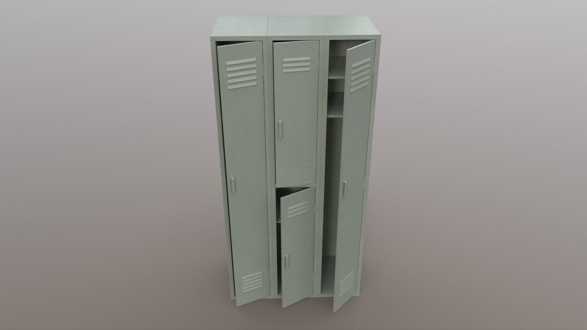 PBR School Gym Locker 04 - Pale Green Low-poly 3D model_3