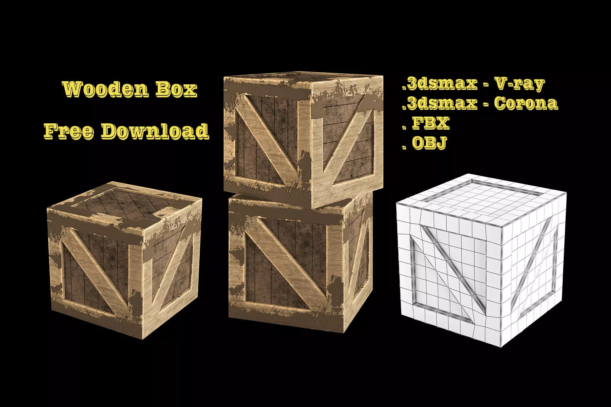 wooden box free 3D model | CGTrader