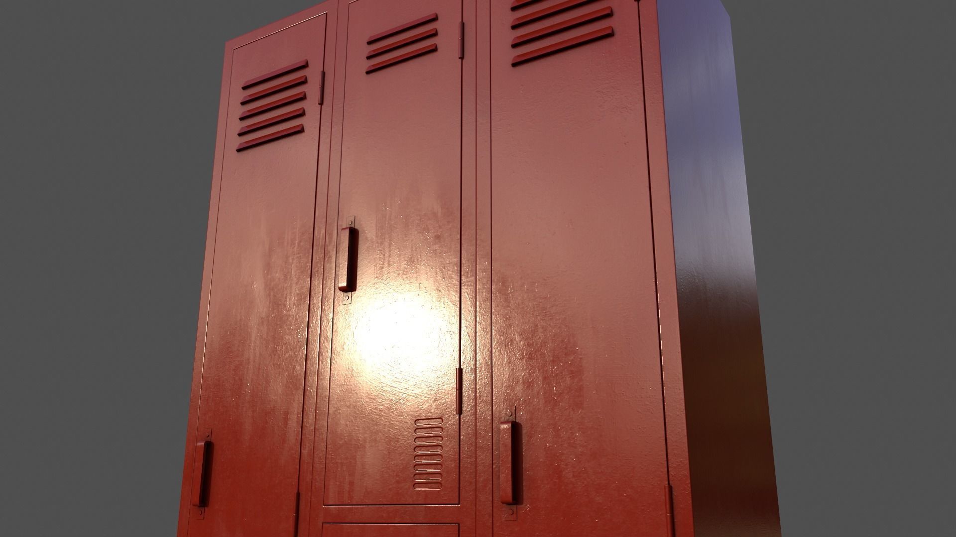 PBR School Gym Locker 04 - Red Low-poly 3D model_18