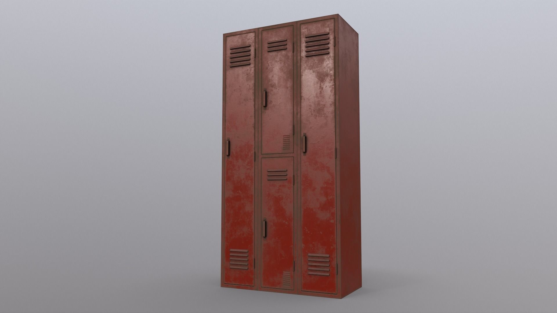 PBR School Gym Locker 04 - Red Low-poly 3D model_16