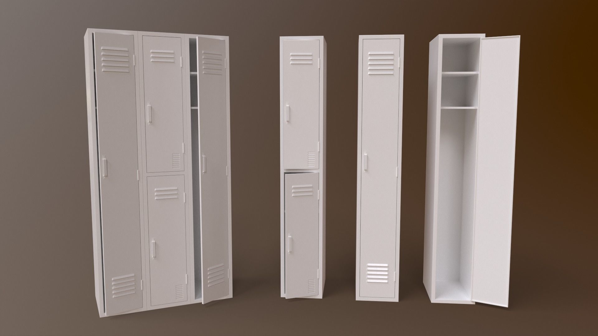 PBR School Gym Locker 04 - Red Low-poly 3D model_24