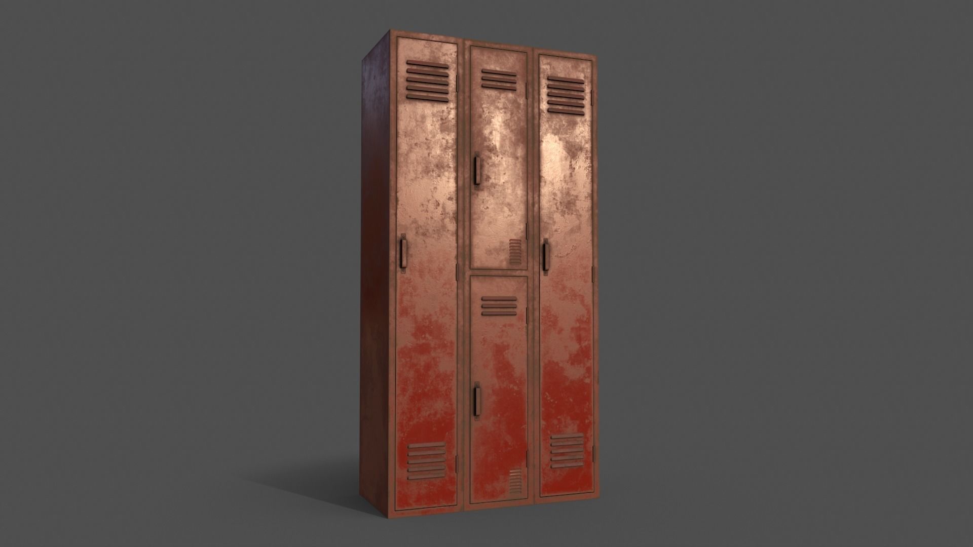 PBR School Gym Locker 04 - Red Low-poly 3D model_13