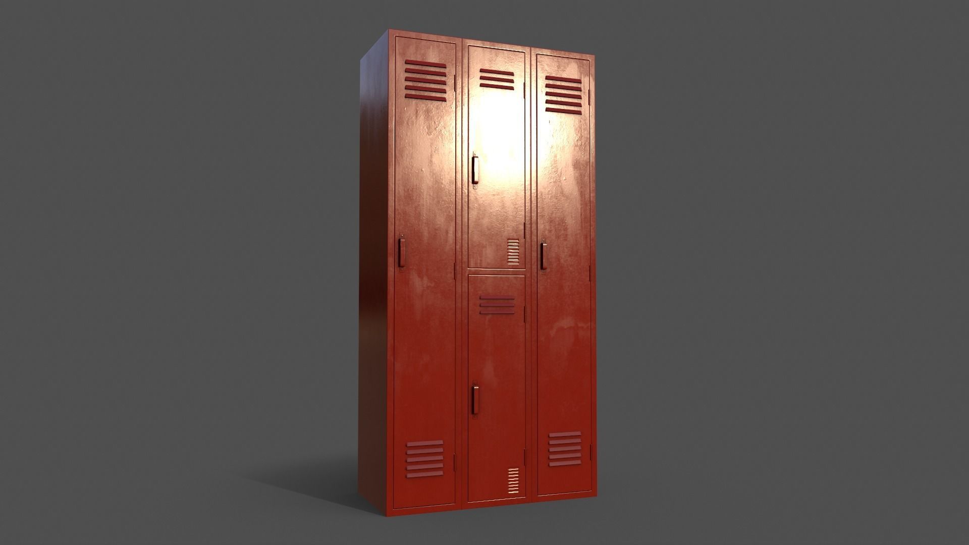 PBR School Gym Locker 04 - Red Low-poly 3D model_12