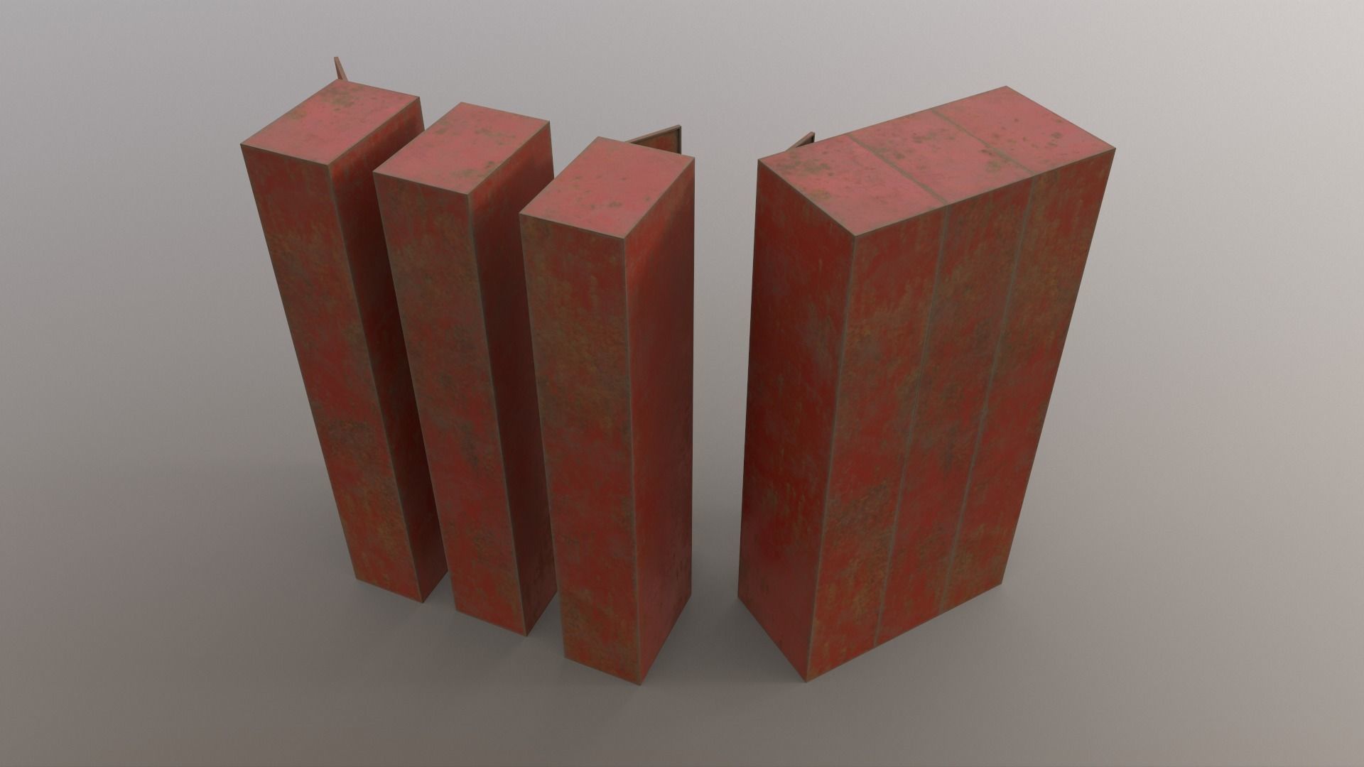 PBR School Gym Locker 04 - Red Low-poly 3D model_11