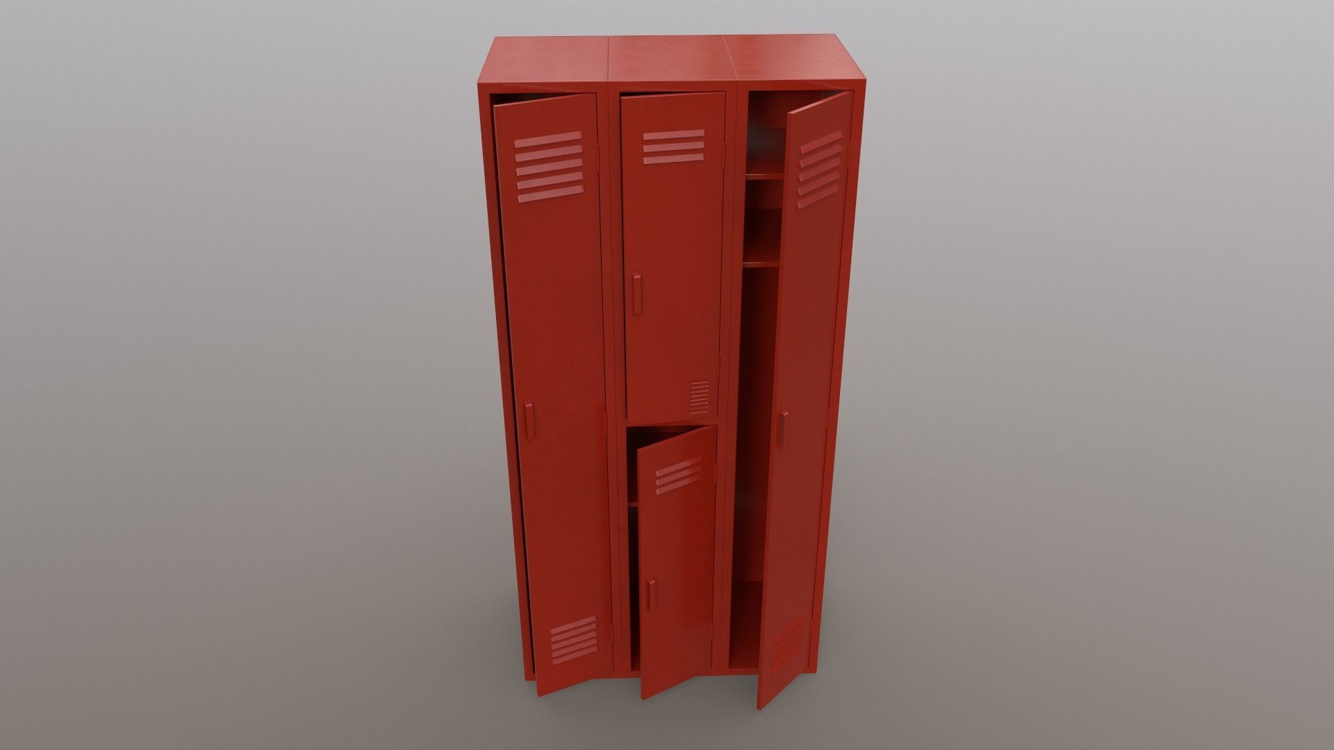 PBR School Gym Locker 04 - Red Low-poly 3D model_3