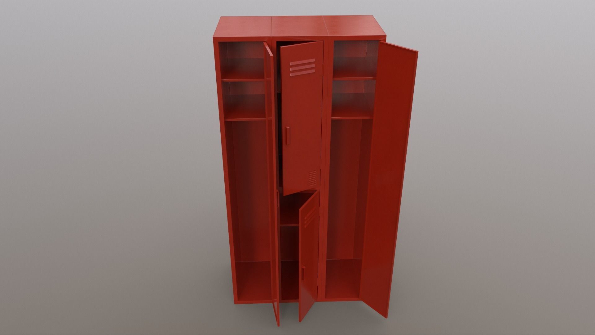 PBR School Gym Locker 04 - Red Low-poly 3D model_4