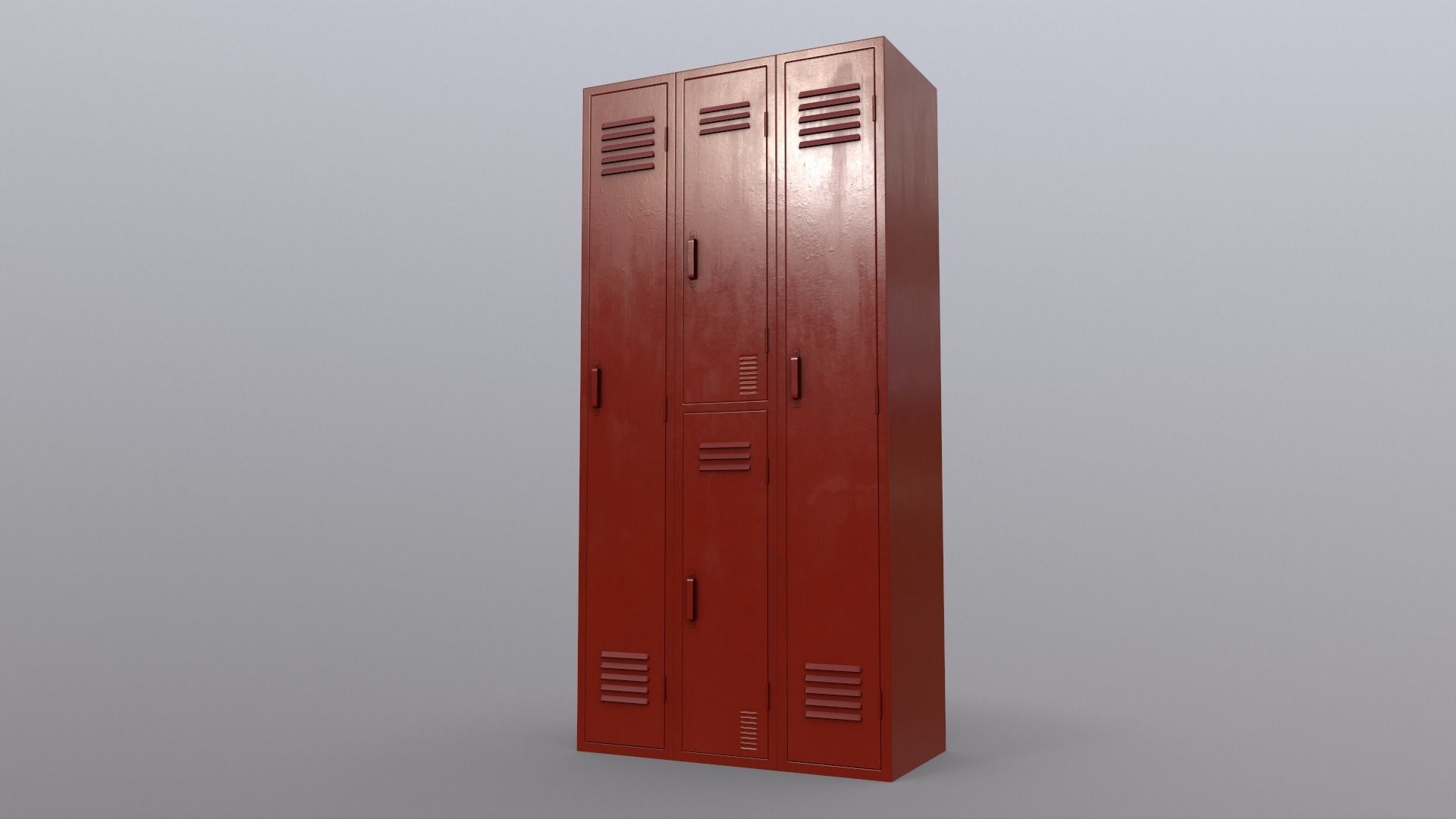 PBR School Gym Locker 04 - Red Low-poly 3D model_15