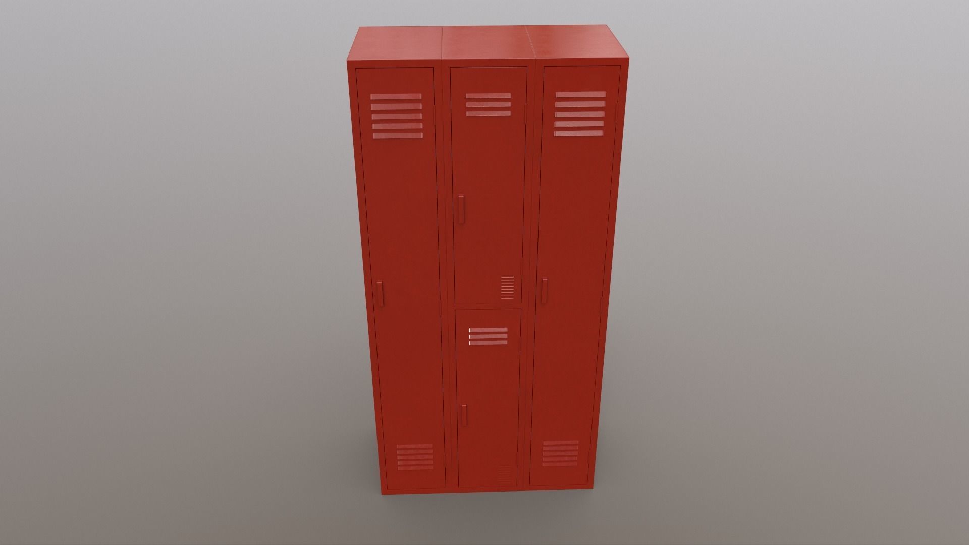 PBR School Gym Locker 04 - Red Low-poly 3D model_2
