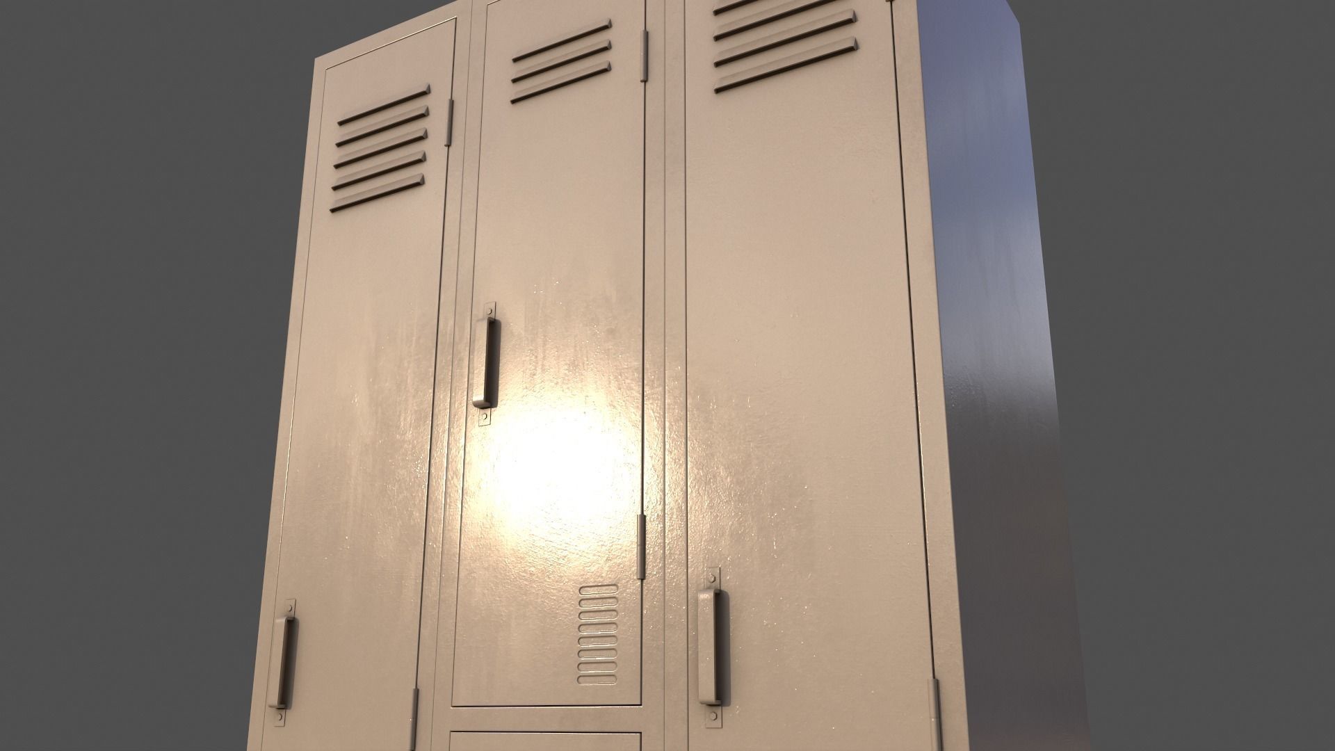 PBR School Gym Locker 04 - White Low-poly 3D model_18