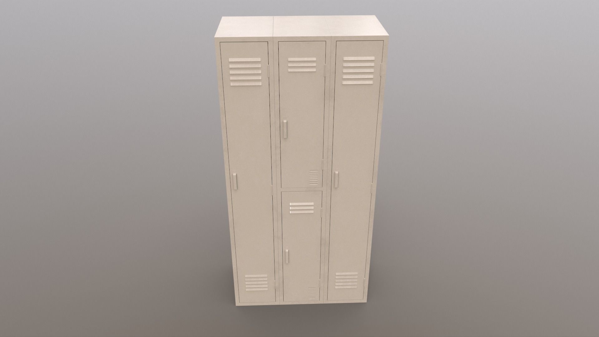 PBR School Gym Locker 04 - White Low-poly 3D model_2