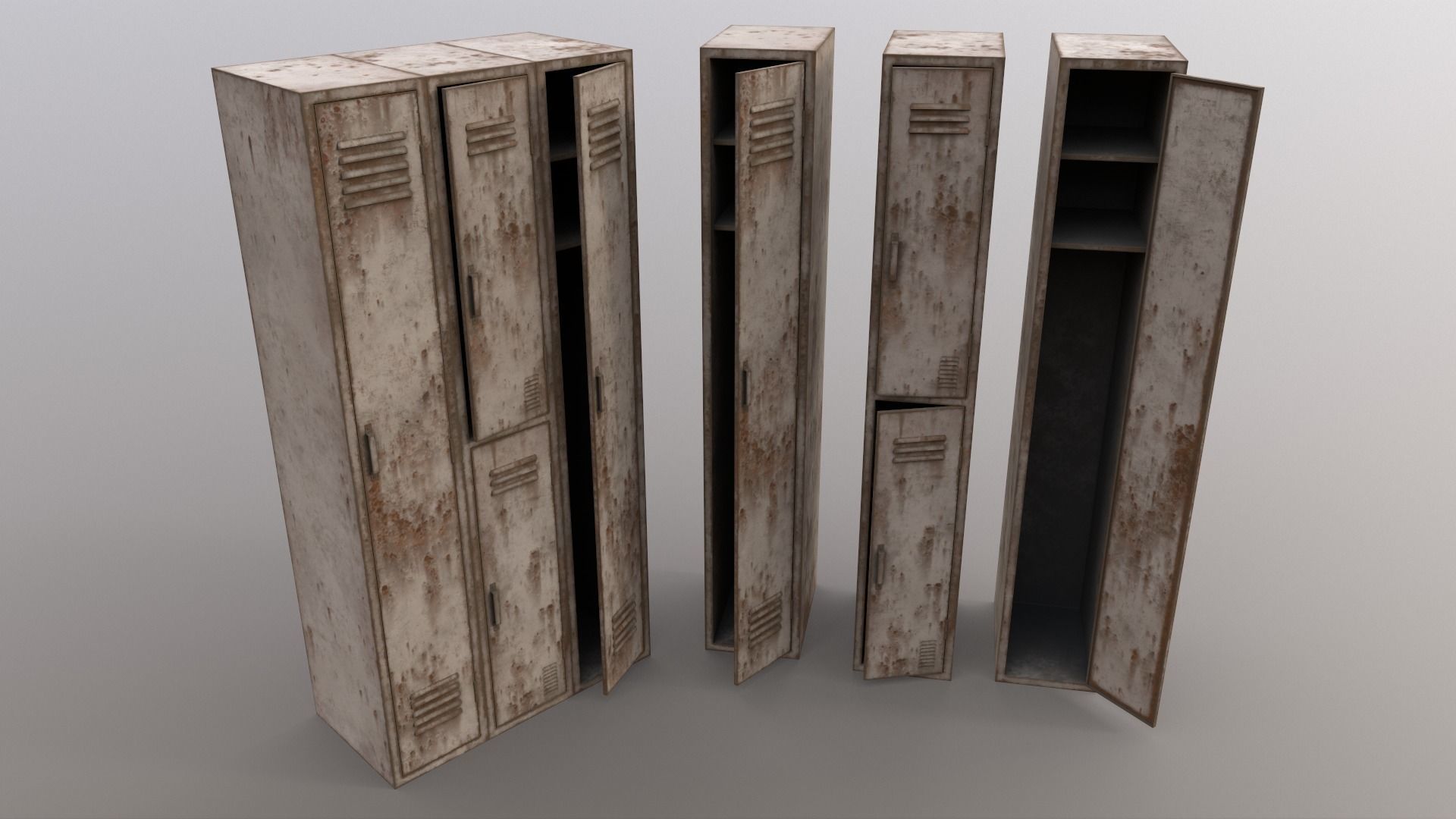 PBR School Gym Locker 04 - White Low-poly 3D model_10