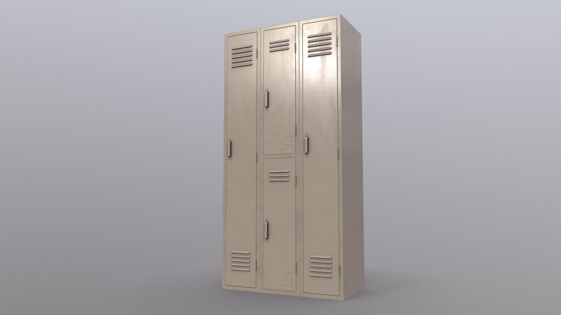 PBR School Gym Locker 04 - White Low-poly 3D model_15