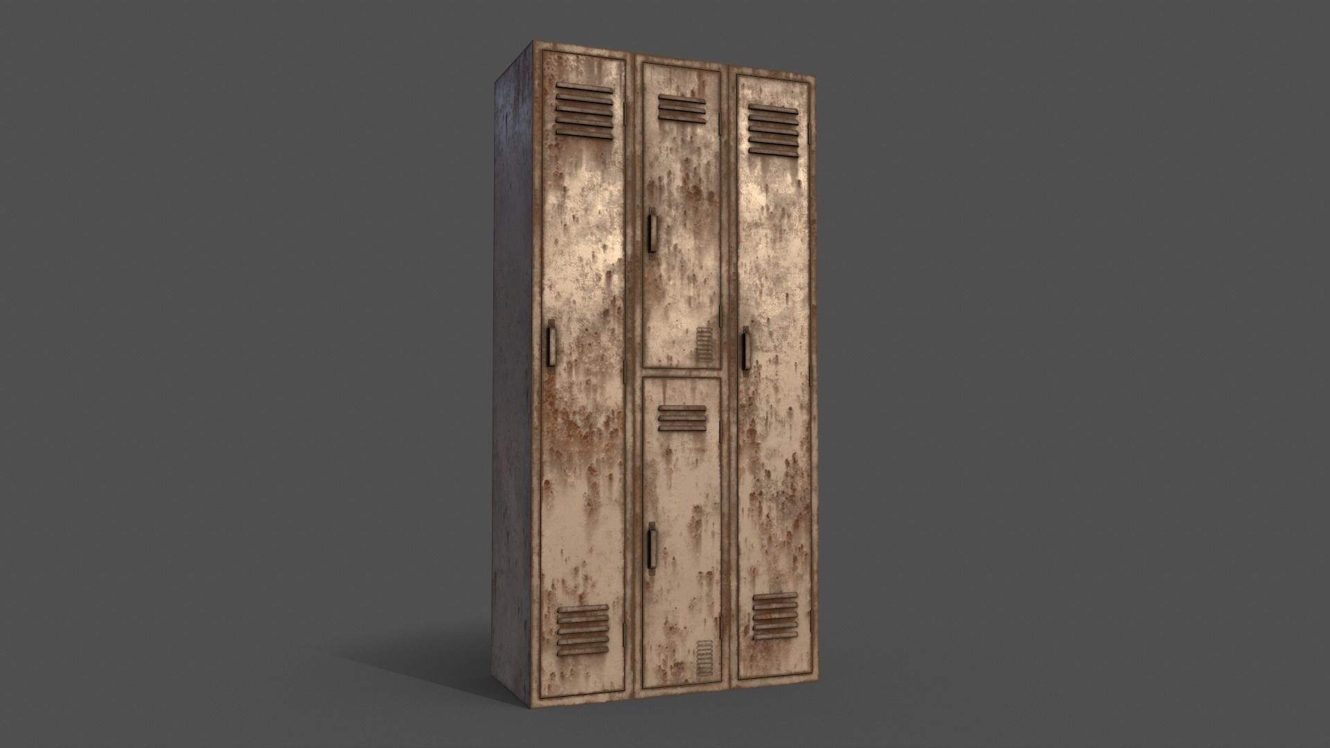 PBR School Gym Locker 04 - White Low-poly 3D model_14