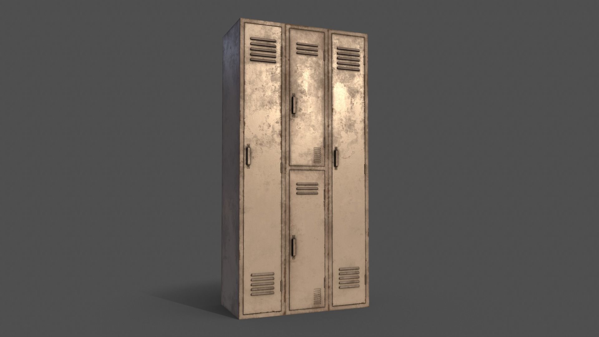 PBR School Gym Locker 04 - White Low-poly 3D model_13