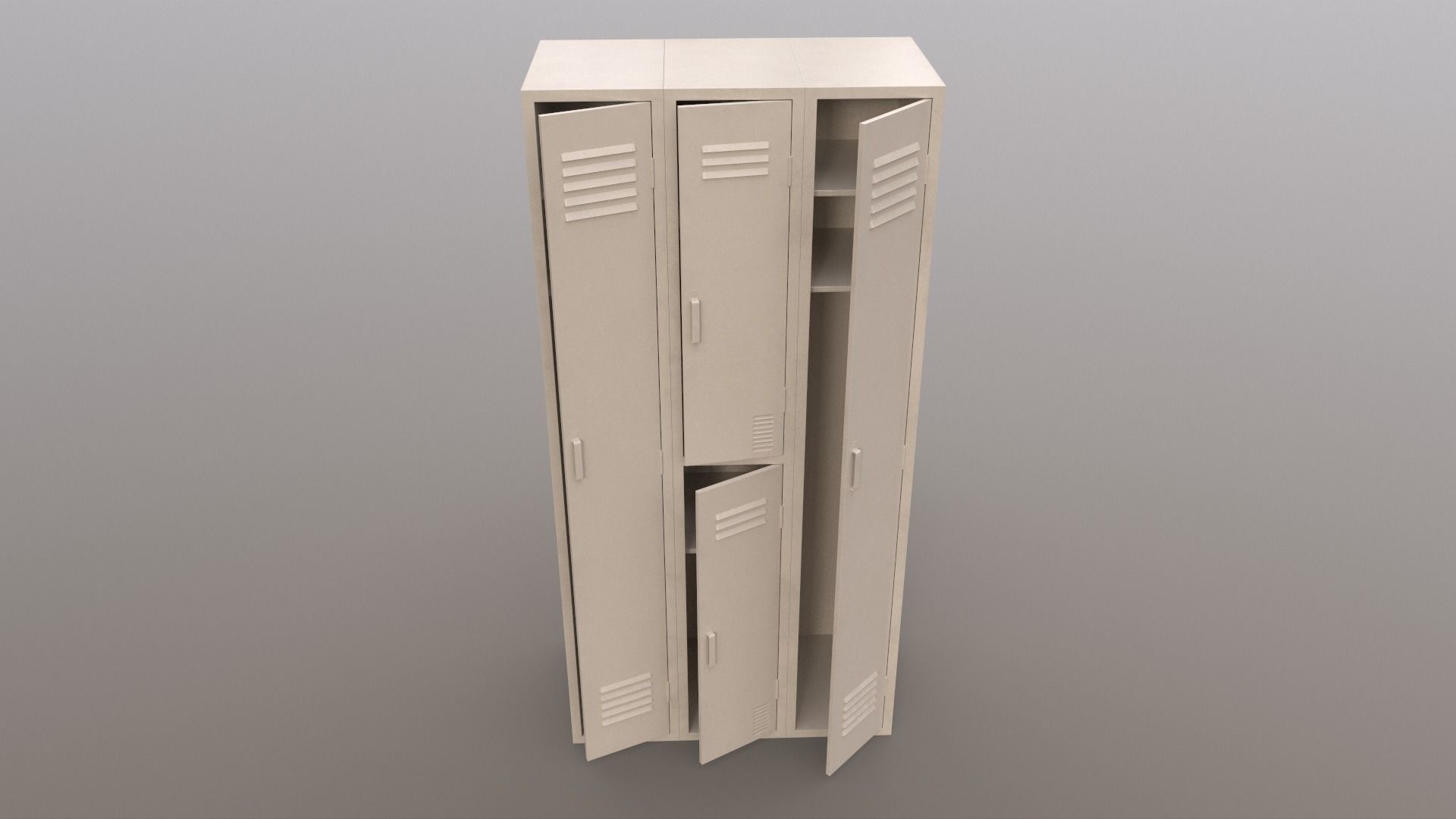PBR School Gym Locker 04 - White Low-poly 3D model_3