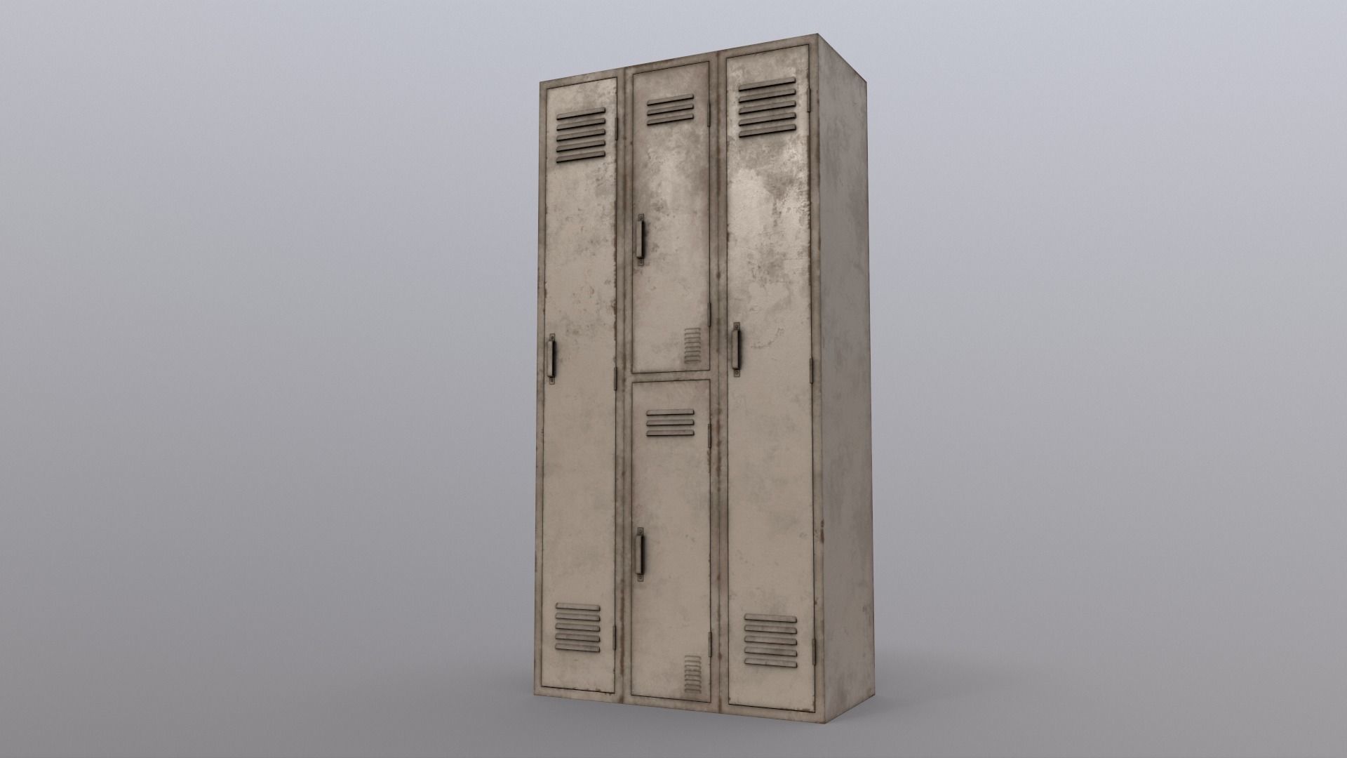 PBR School Gym Locker 04 - White Low-poly 3D model_16