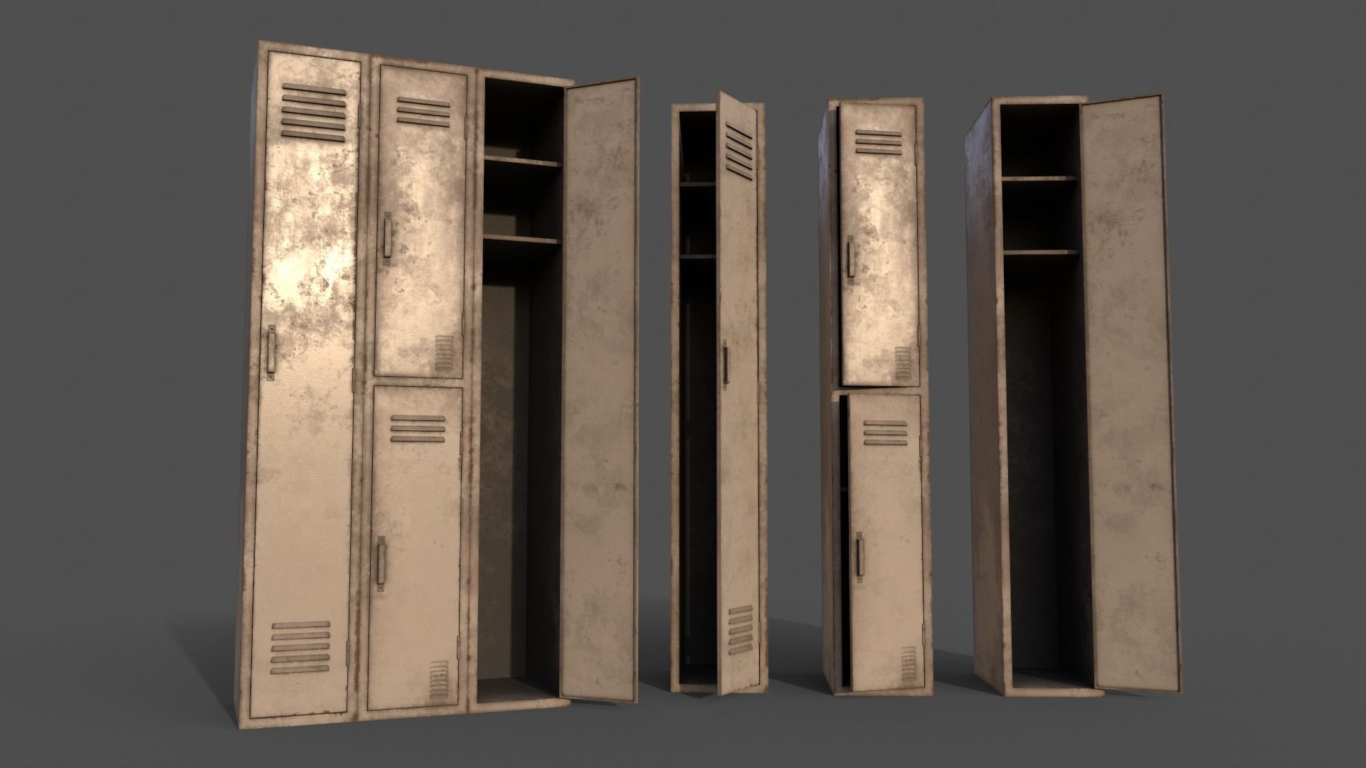 PBR School Gym Locker 04 - White Low-poly 3D model_6
