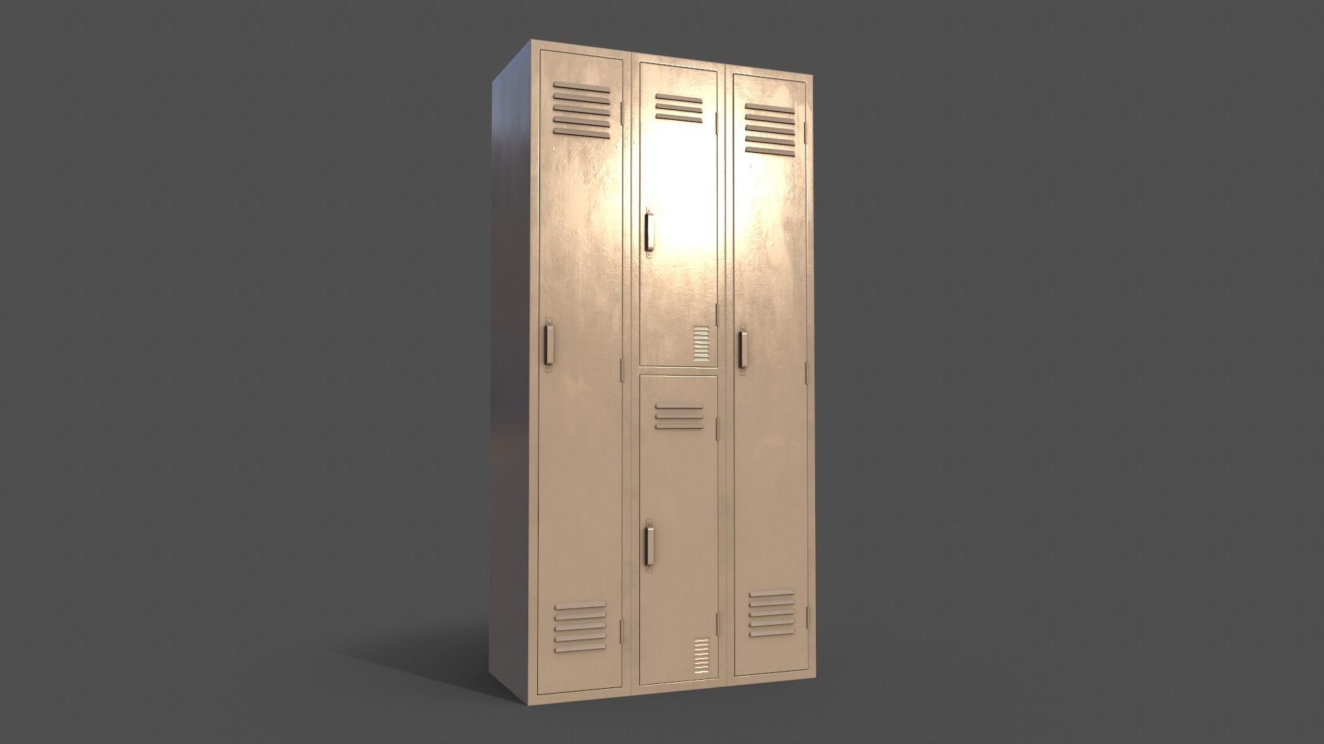 PBR School Gym Locker 04 - White Low-poly 3D model_12