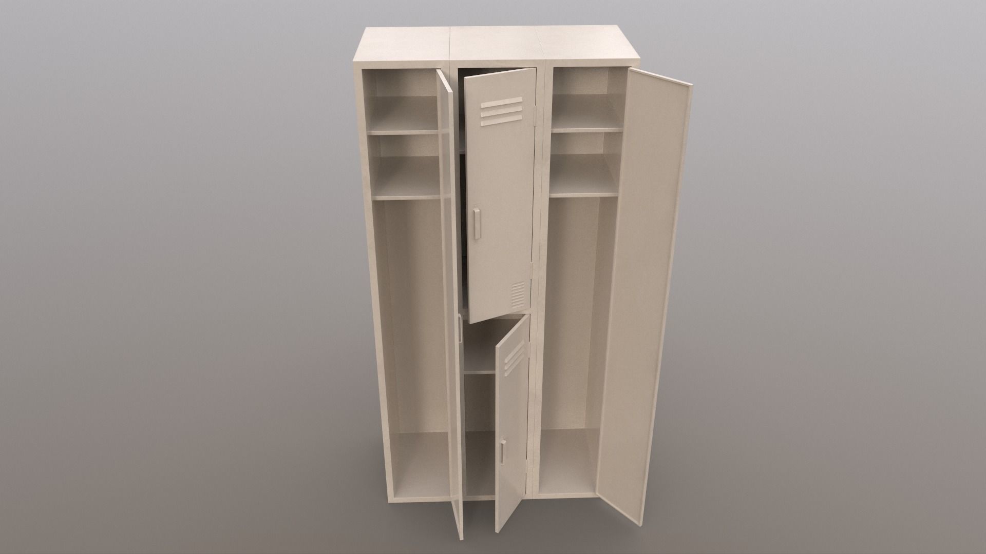 PBR School Gym Locker 04 - White Low-poly 3D model_4