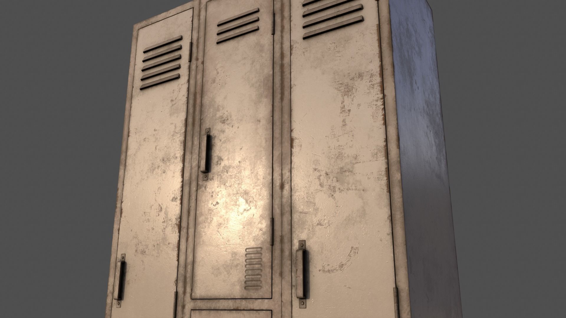 PBR School Gym Locker 04 - White Low-poly 3D model_19