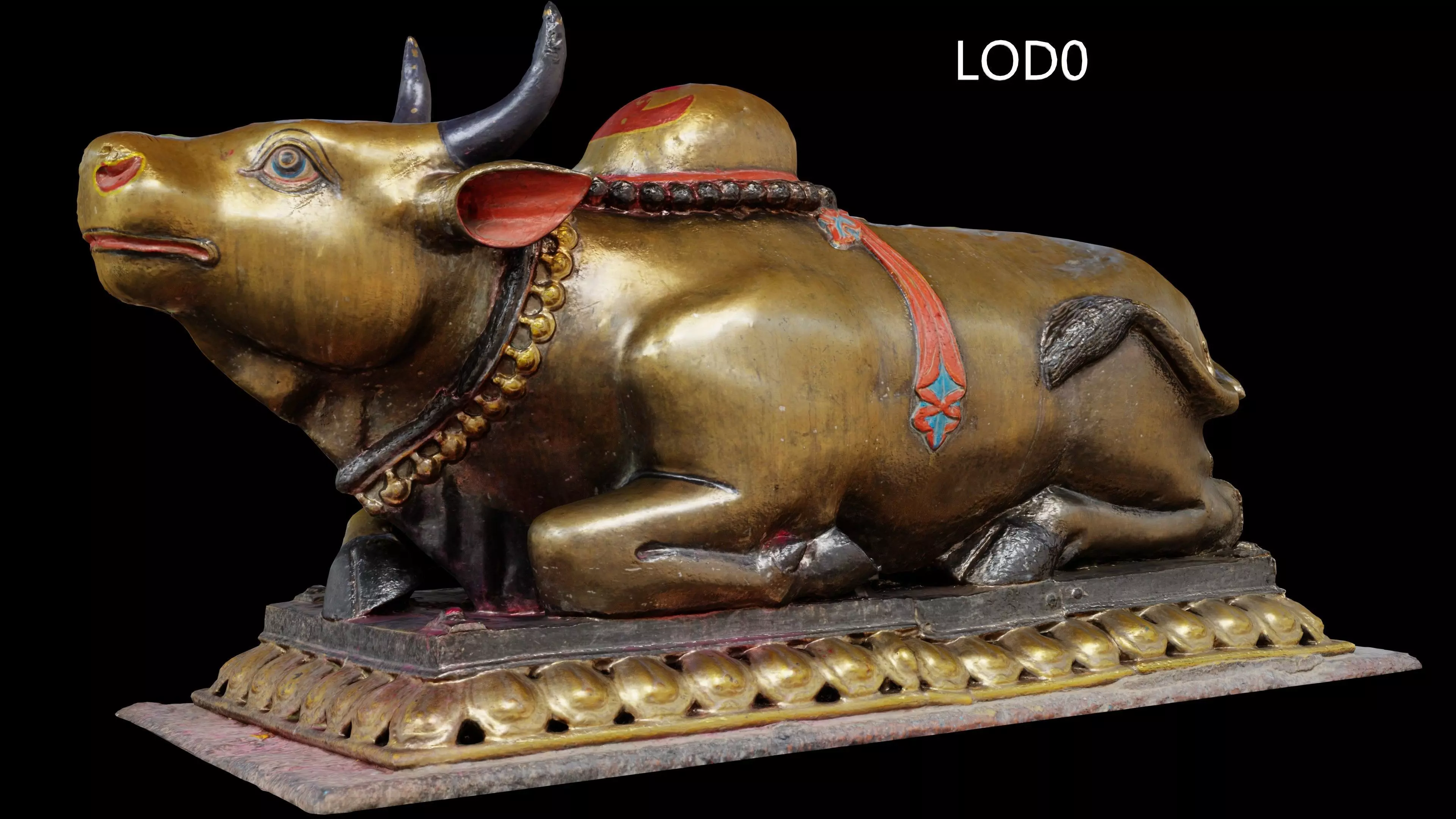 Scanned Golden Ox - LOD - Nepal heritage  Low-poly 3D model_0