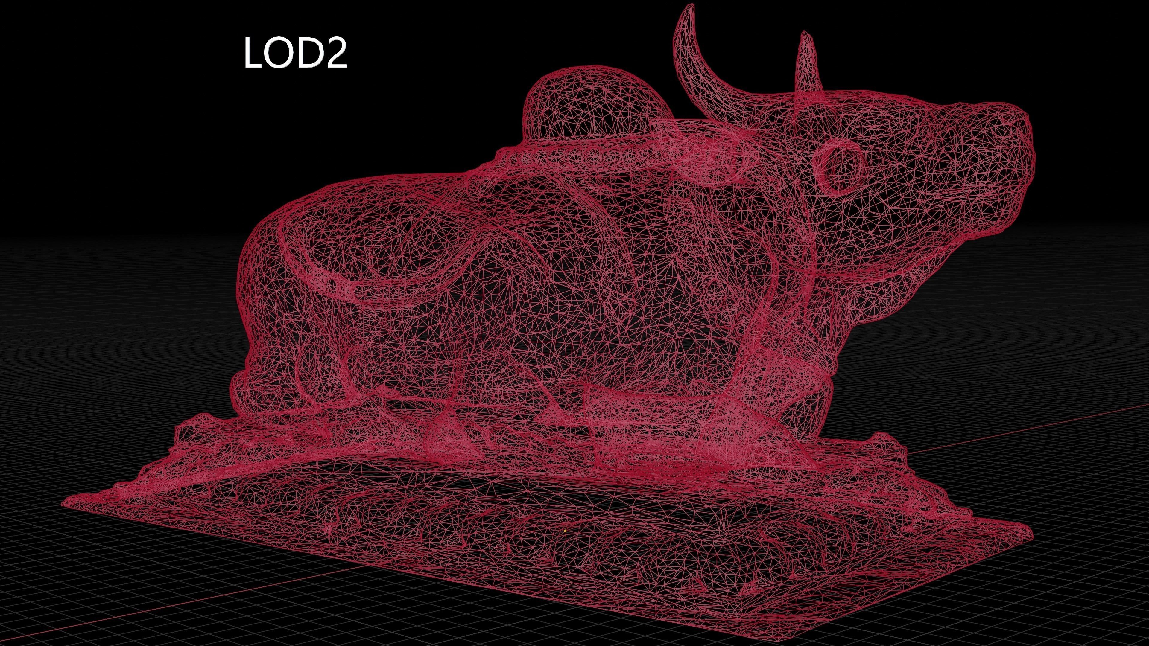 Scanned Golden Ox - LOD - Nepal heritage  Low-poly 3D model_4