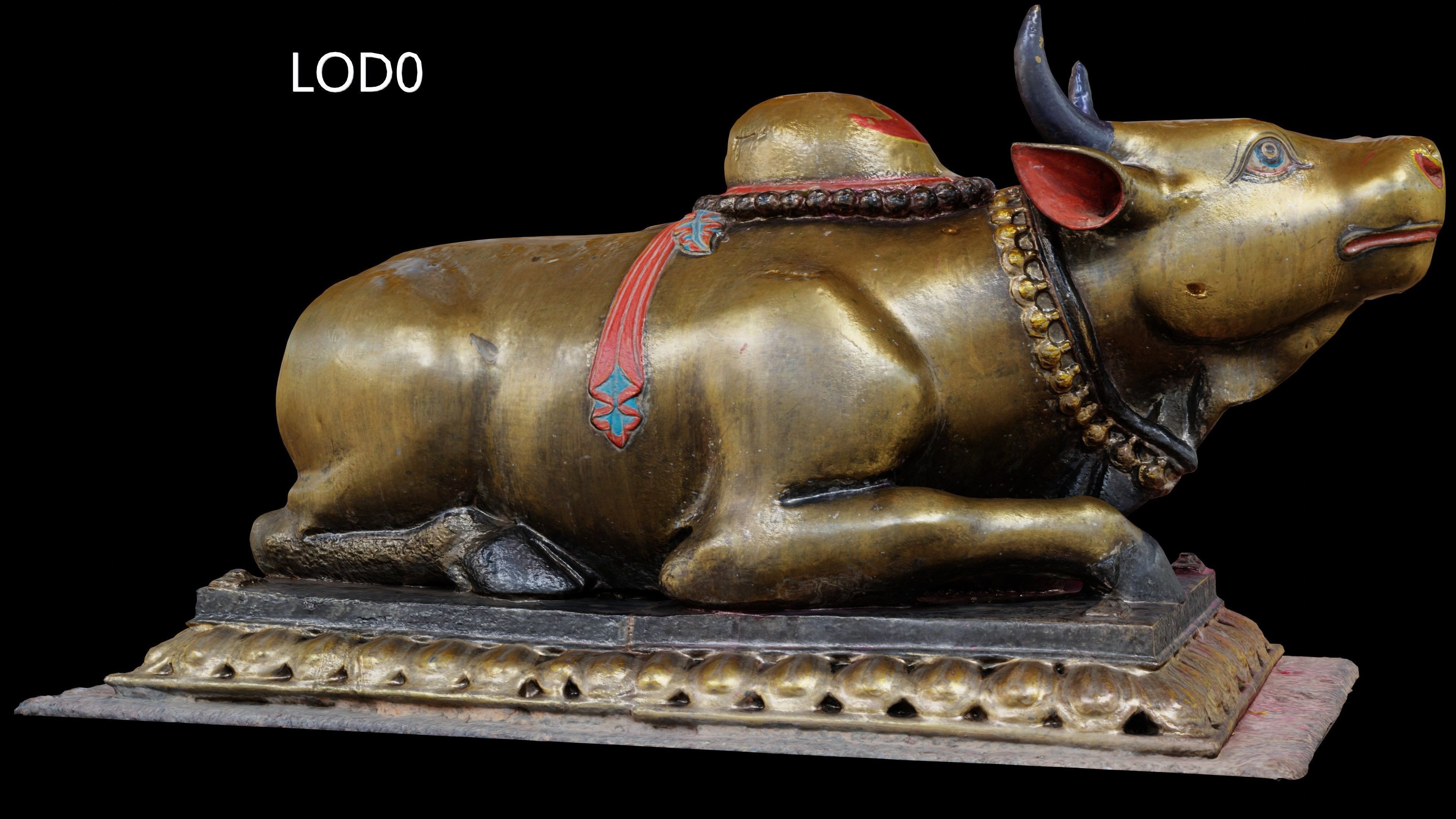Scanned Golden Ox - LOD - Nepal heritage  Low-poly 3D model_1