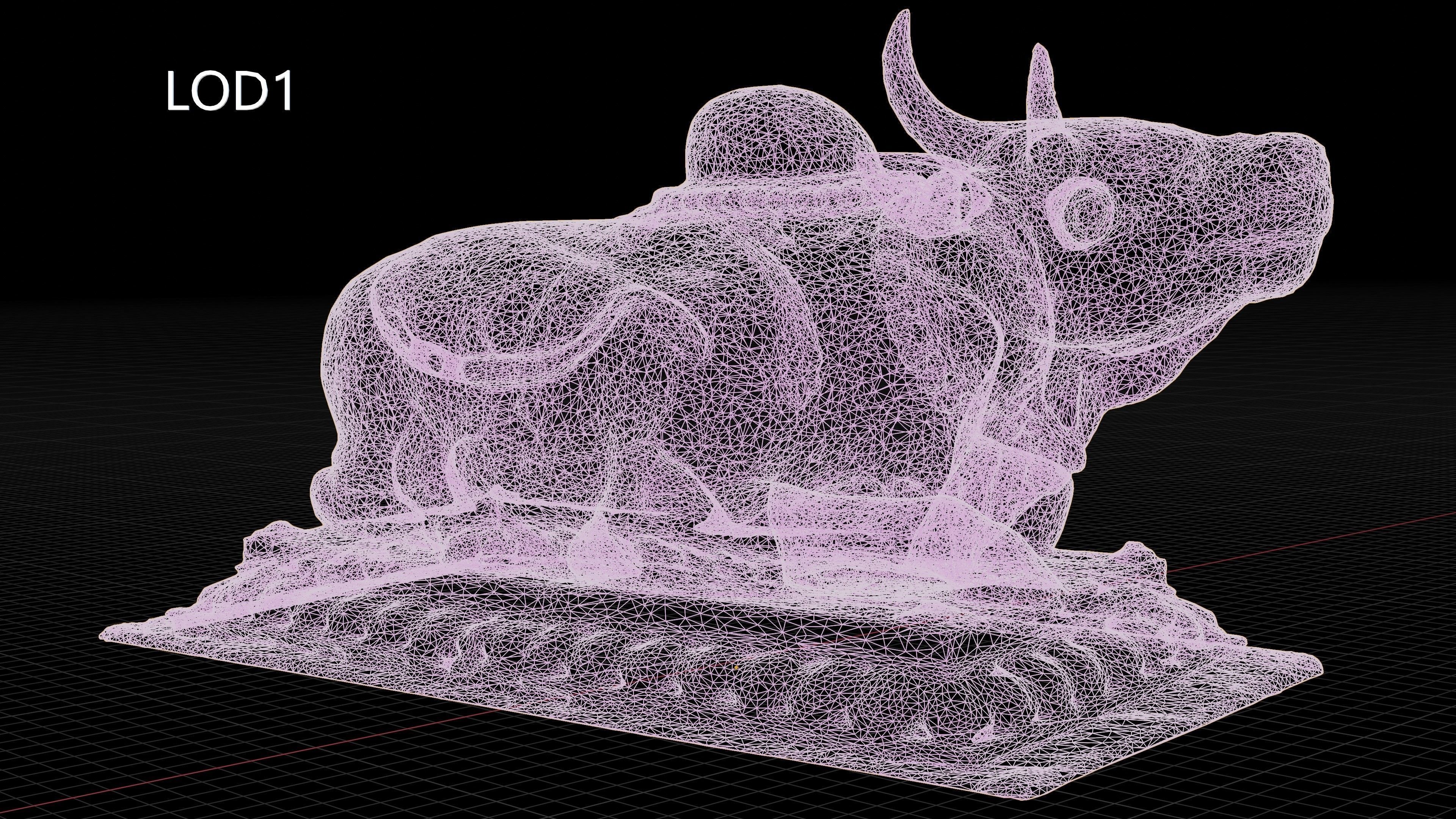 Scanned Golden Ox - LOD - Nepal heritage  Low-poly 3D model_3